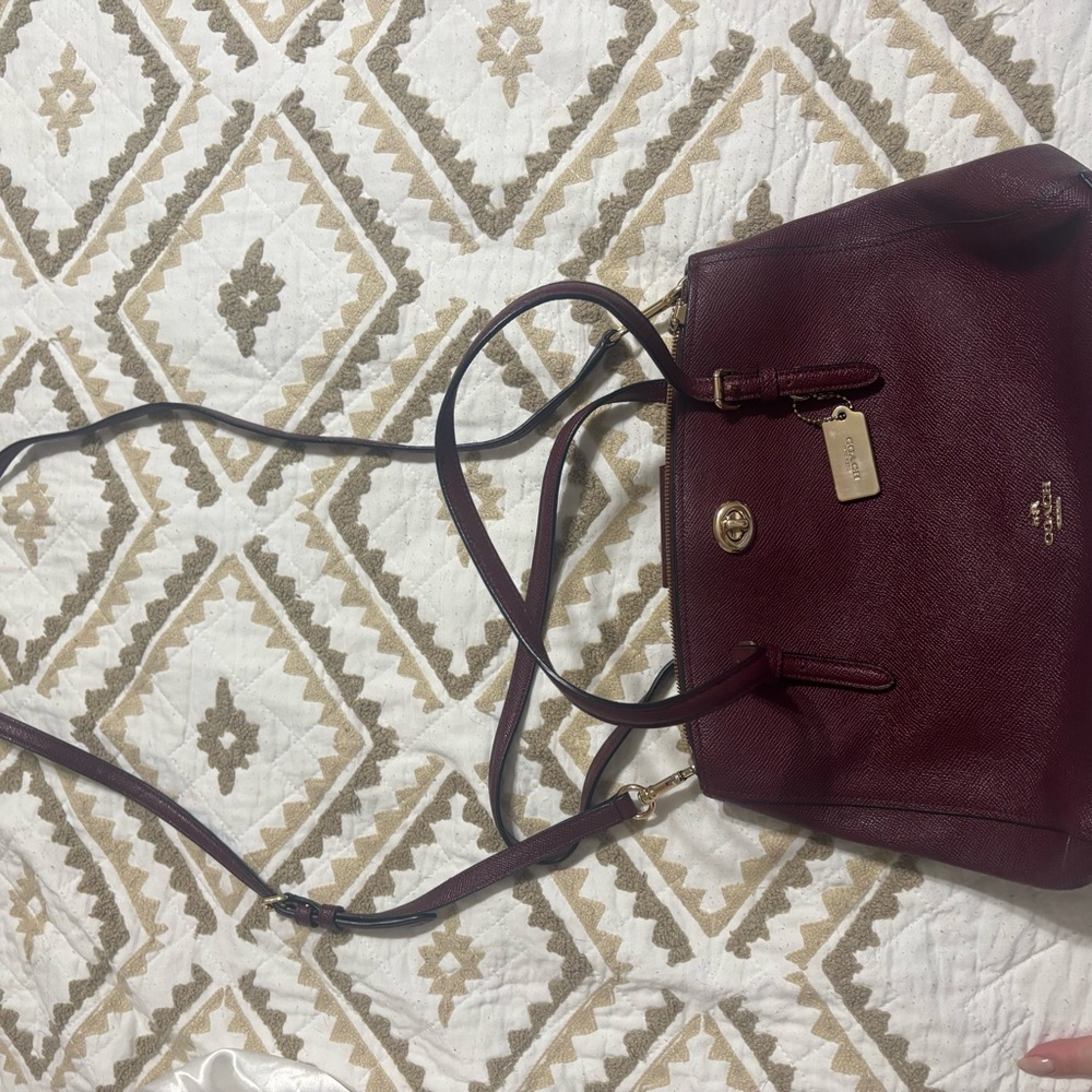 Coach Burgundy Leather Tote Bag